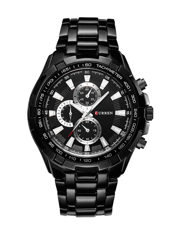 CURREN Men's 48mm Black Water Resistant Chronograph Watch 8023 - 10ATM Waterproof with Stainless Steel Case, Japanese Quartz Movement & Tachymeter Bezel - Luminous Hands, Date Window & Scratch-Resistant- for  Outdoor Adventures & Sports - Image 1