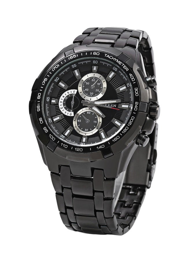 CURREN Men's 48mm Black Water Resistant Chronograph Watch 8023 - 10ATM Waterproof with Stainless Steel Case, Japanese Quartz Movement & Tachymeter Bezel - Luminous Hands, Date Window & Scratch-Resistant- for  Outdoor Adventures & Sports - Image 2