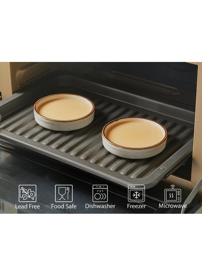 ONEMORE Ramekins Set of 14, Creme Brulee Ramekins Oven Safe 4 oz Ceramic Shallow Souffle Dishes for Baking Exquisite Desserts, Small Dipping Sauce Ramekins Round Mini Tart & Quiche Pans - Creamy White - Image 5