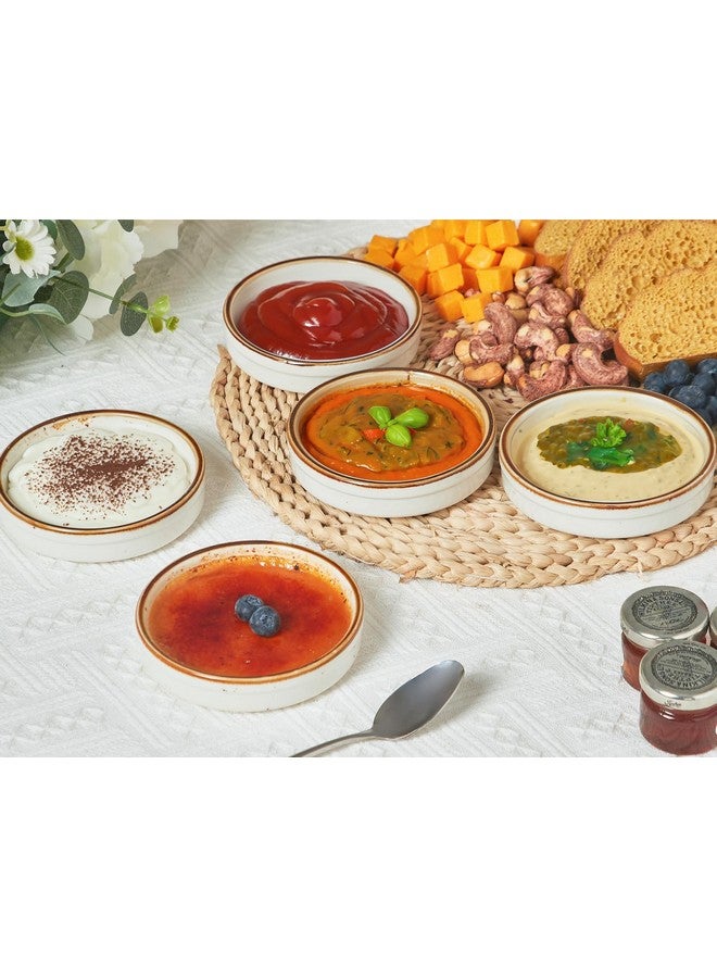 ONEMORE Ramekins Set of 14, Creme Brulee Ramekins Oven Safe 4 oz Ceramic Shallow Souffle Dishes for Baking Exquisite Desserts, Small Dipping Sauce Ramekins Round Mini Tart & Quiche Pans - Creamy White - Image 2