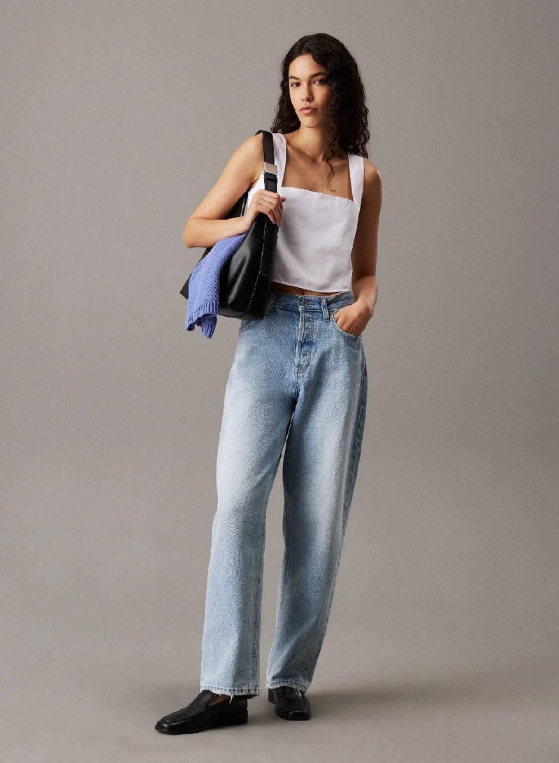 كالفن كلاين جينز قطعة علوية من نسيج تويل القطن والكتان الناعم - Image 4