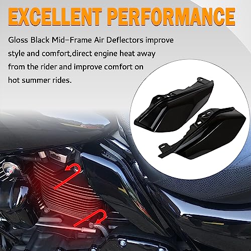 PBYMT Mid Frame Air Deflector Compatible for Harley Touring Road King Street Electra Glide 2009-2024 (Vivid Gloss Black) - Image 4