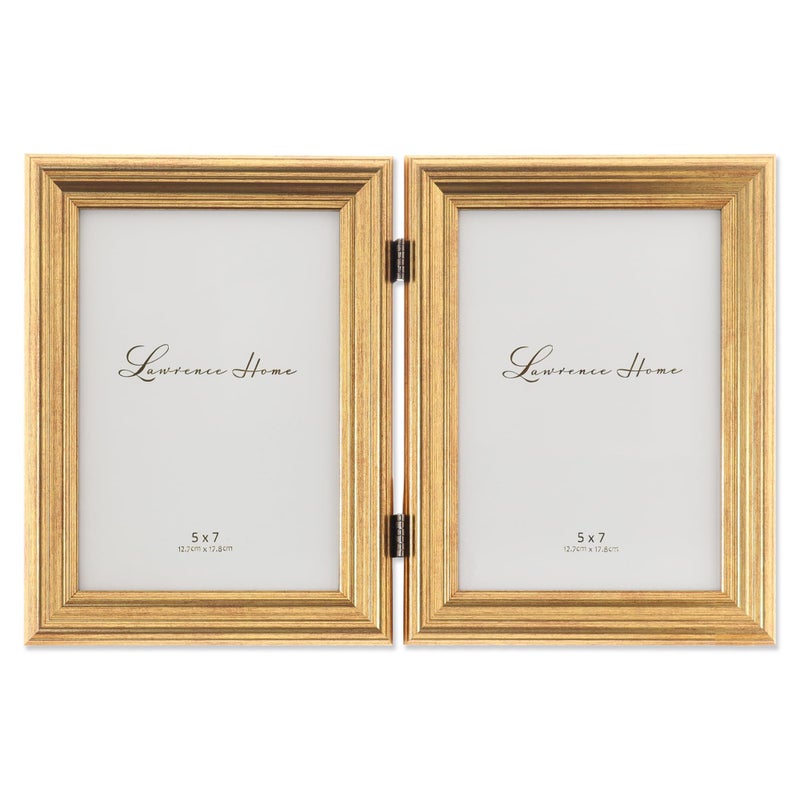Lawrence Frames 5x7 Hinged Double Sutter Burnished Gold Picture Frame - Image 4