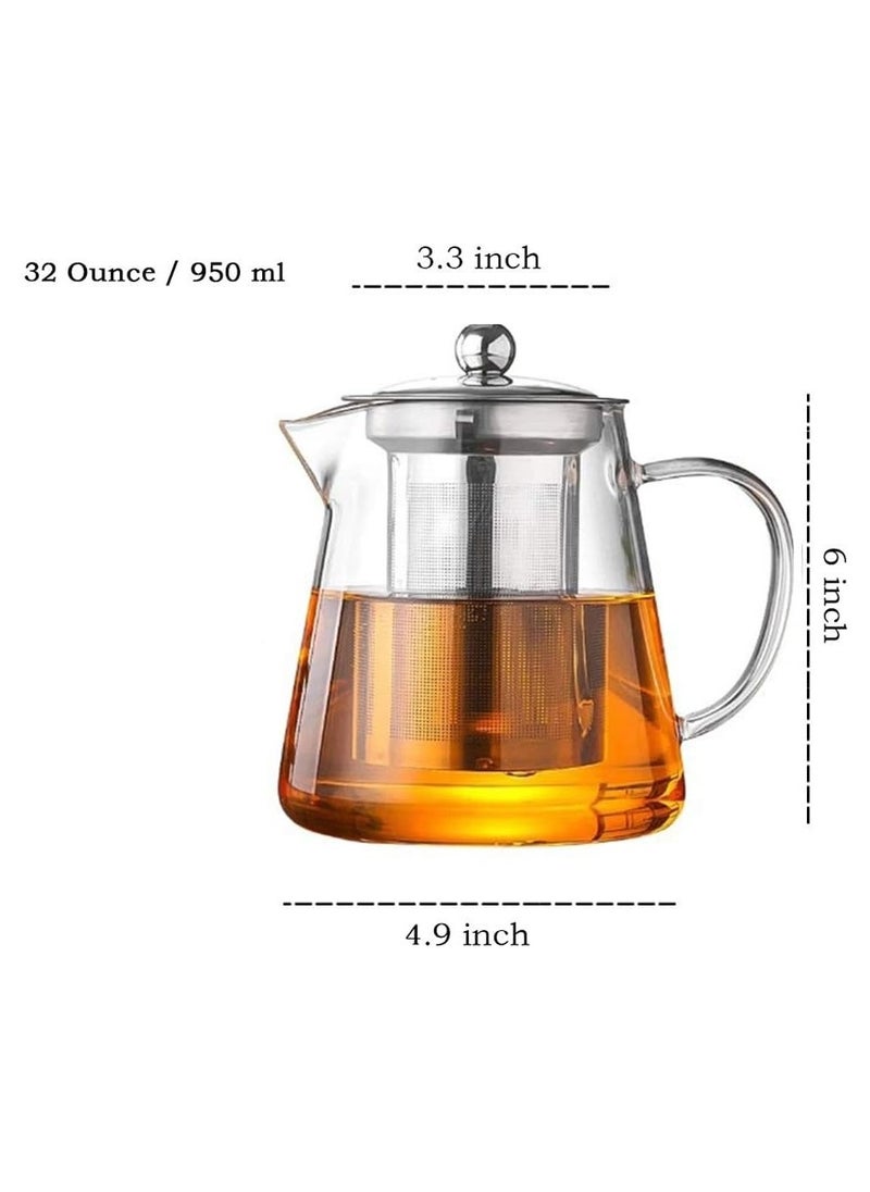 Generic - Glass Teapot with Infuser Tea Kettle Stovetop Safe Blooming and Loose Leaf Tea Maker Set (950ml) - Image 1