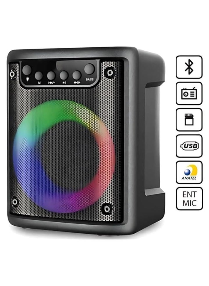 Generic - Portable and Rechargeable Speaker Compact | Rechargeable Wireless Speaker with FM Radio with USB/SD/AUX/TF Ports | Portable Bluetooth Speaker with LED Lights - Image 1
