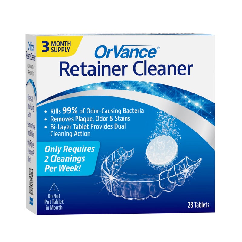 OrVance Retainer Cleaner Tablets 3 Month Supply Only 2 Cleanings Per Week Required Removes Odors Stains Plaque for Invisalign MouthNight Guards and Removable Orthodontic Appliances