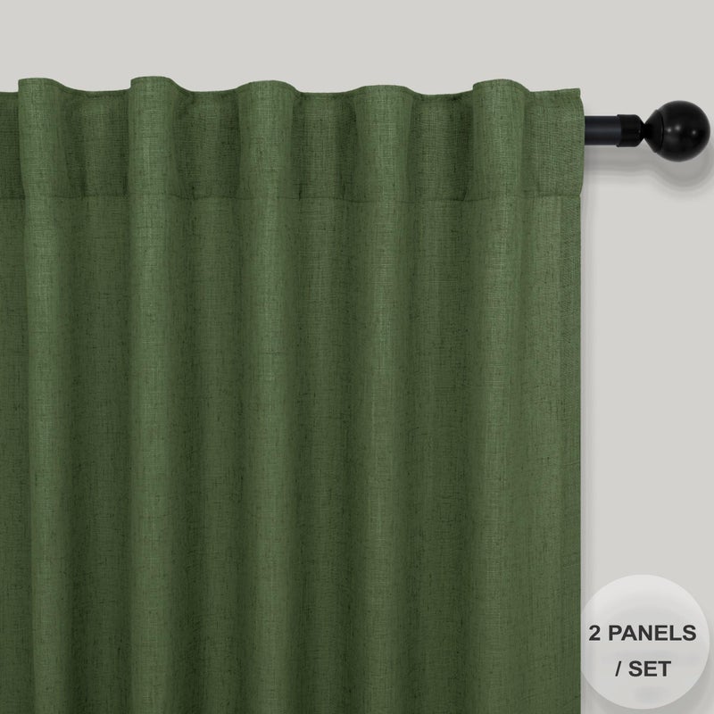 Pitalk Olive Green Curtain Tiers 30 Inch Length for Bathroom Back Tab Pocket Cafe Short Semi Sheer Dark Loden Green Valance Curtains for Bedroom Small Kitchen Window Curtains Over Sink 30 x 30 in Long - Image 2