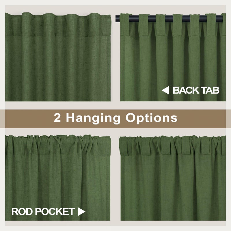 Pitalk Olive Green Curtain Tiers 30 Inch Length for Bathroom Back Tab Pocket Cafe Short Semi Sheer Dark Loden Green Valance Curtains for Bedroom Small Kitchen Window Curtains Over Sink 30 x 30 in Long - Image 4