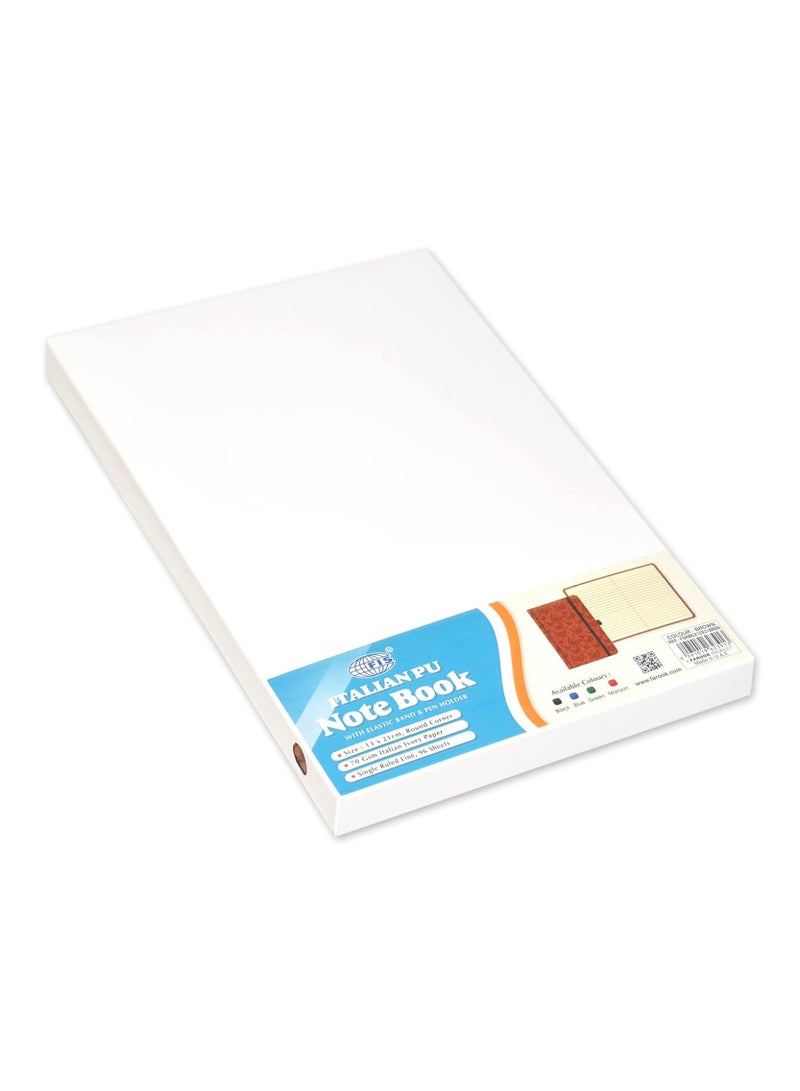 FIS® Executive Notebook, Size 13x21CM, 96 Sheets Single Line With Elastic PU Window Brown Design 6 -FSNBEX13X21BRD6 - Image 3