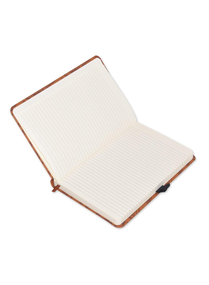 FIS® Executive Notebook, Size 13x21CM, 96 Sheets Single Line With Elastic PU Window Brown Design 6 -FSNBEX13X21BRD6 - Image 2