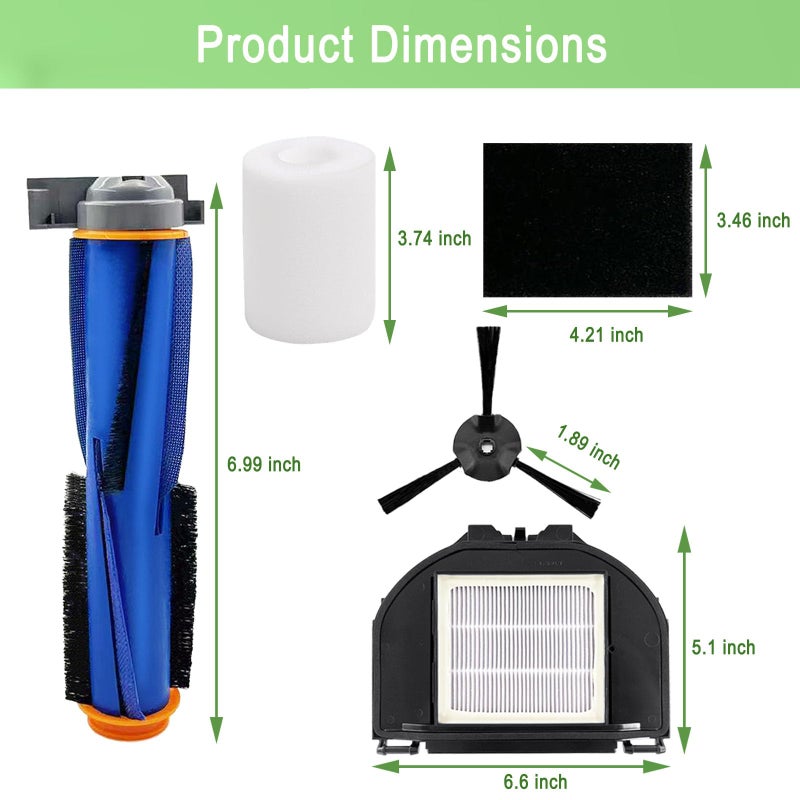 MalhSlix RV2310AE Replacement Parts for Shark AV2310AE RV2310AE RV2320S UR2350AE RV2300S Matrix Robot Vacuum Cleaner 1 Main Brush Roller 2 Sets Foam Filters 2 Filters 6 Side Brushes (Not For RV2300) - Image 5