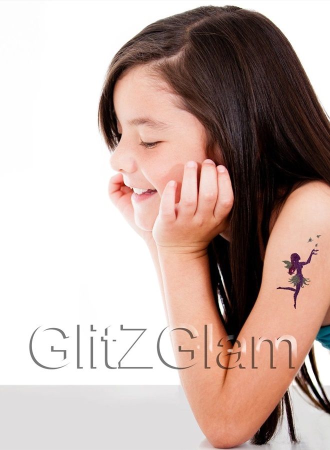 GlitZGlam مجموعة تاتو جليتر - أشياء ذات أجنحة - مضادة للحساسية ومختبرة من قبل أطباء الجلد! - مع 6 جليترات كبيرة و12 قالب لتاتو مؤقت - Image 3
