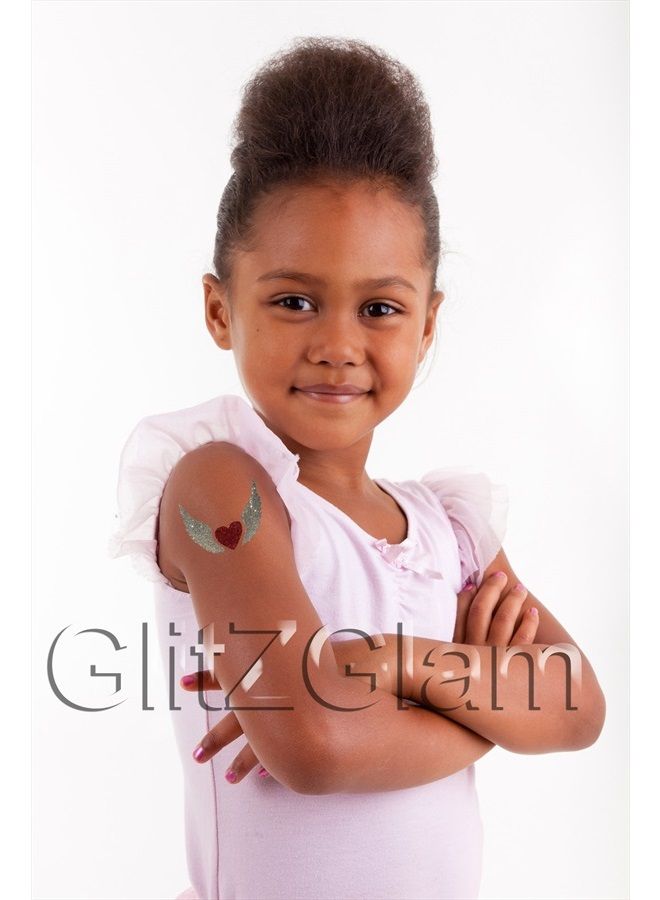GlitZGlam مجموعة تاتو جليتر - أشياء ذات أجنحة - مضادة للحساسية ومختبرة من قبل أطباء الجلد! - مع 6 جليترات كبيرة و12 قالب لتاتو مؤقت - Image 4