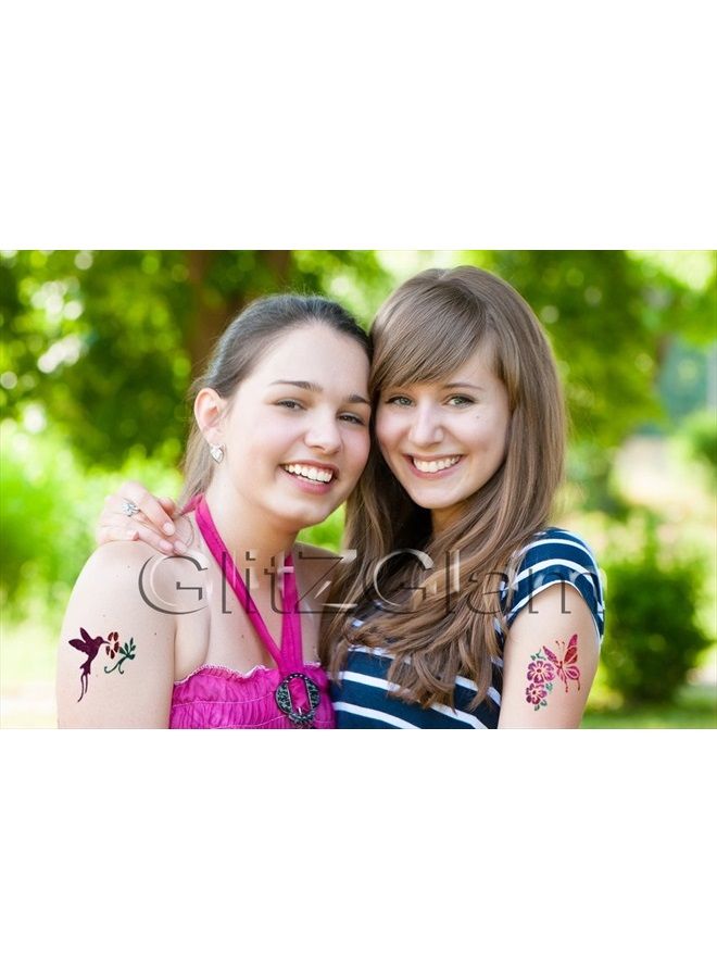 GlitZGlam مجموعة تاتو جليتر - أشياء ذات أجنحة - مضادة للحساسية ومختبرة من قبل أطباء الجلد! - مع 6 جليترات كبيرة و12 قالب لتاتو مؤقت - Image 5