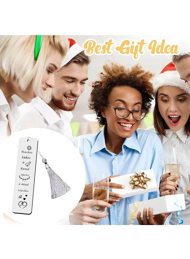 Lettering Metal Bookmarks, Tassel Pendant Stainless Steel Rust Proof Bookmark, Simple Creative Birthday Gifts (Silver) - Image 5