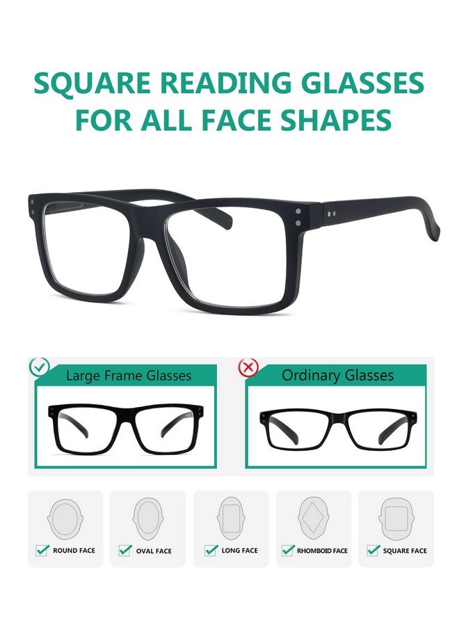 Eyekepper Oversize Reading Glasses Square Large Frame Readers For Men And Women Black +1.25  - Image 4
