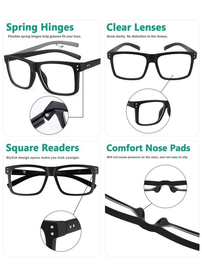 Eyekepper Oversize Reading Glasses Square Large Frame Readers For Men And Women Black +1.25  - Image 5