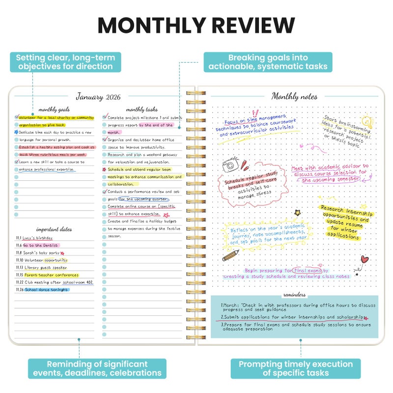 Taja Monthly Planner 2026-2027, 2 Year Months Calendar Planner 2026-2027, Runs from January 2026 - Decembe 2027, 7" x 10", 24 Months, Perfect for School Office Home Planning - Beige - Image 3