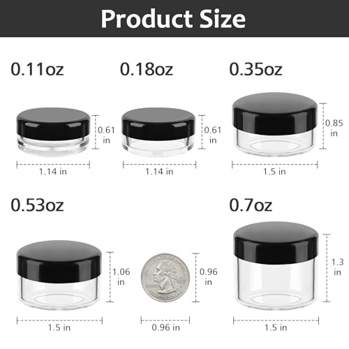 Accmor 10 Pieces Makeup Travel Containers with Lids 01101803505307 OZ Size Cosmetic Jars with 5 Pieces Mini Spatulas for Gift Plastic Container Jars for Travel Storage Makeup Black Color - Image 5