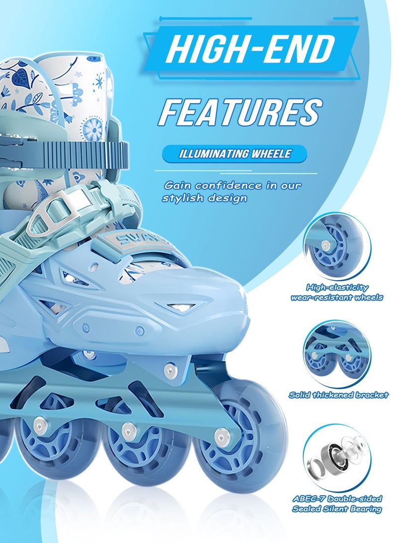 sway مجموعة أحذية التزلج للأطفال، زلاجات قابلة للتعديل مع عجلات مضيئة بالكامل للمتعة في الهواء الطلق 3 مقاسات، للمبتدئين من الفتيات والفتيان - Image 3