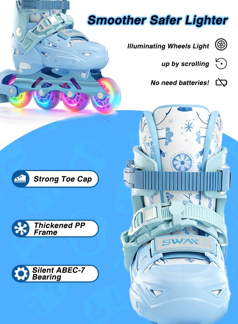 sway مجموعة أحذية التزلج للأطفال، زلاجات قابلة للتعديل مع عجلات مضيئة بالكامل للمتعة في الهواء الطلق 3 مقاسات، للمبتدئين من الفتيات والفتيان - Image 5