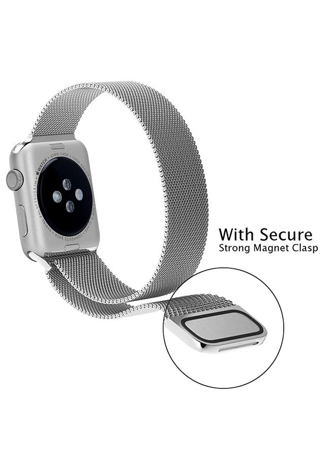 Milanese Loop Stainless Steel Bracelet Strap Apple Watch Band for 5/6/7 42/44/45mm Silver - Image 3