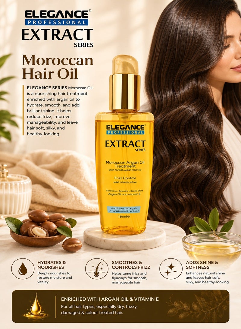 Elegance Professional Extract Series Moroccan Argan Nourishment Oil 130ml – Argan Oil Hair Serum, Anti Frizz Repair Oil, Deep Nourishing Shine Treatment, Salon Professional Hair Care for Men & Women - Image 3