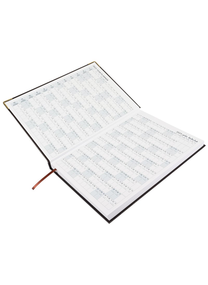 FIS FIS A4 Diary 2025 Arabic/English (Golden Corners) Chocolate - FSDI42AE25CH  - Image 2