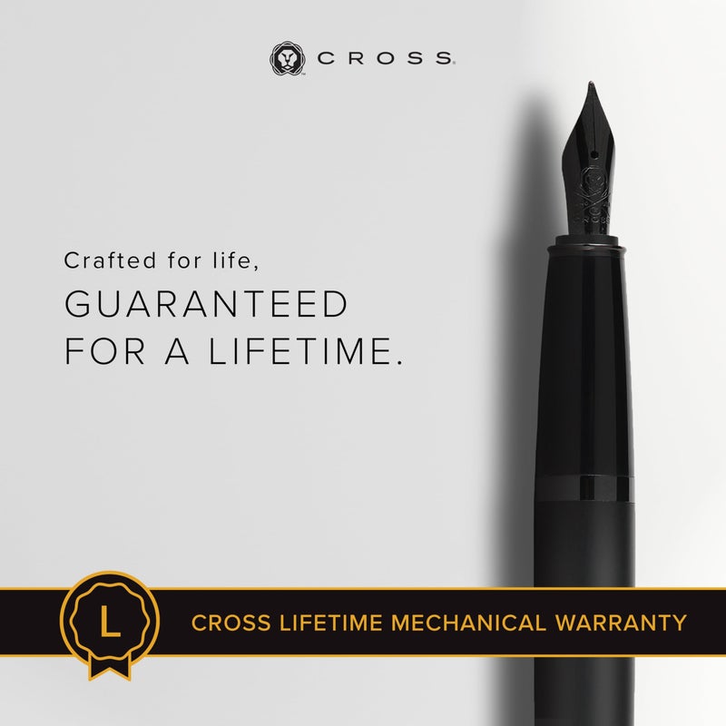 Cross Bailey Refillable Fountain Presented in a Premium Gift Box - Medium Point, Black Ink, Matte Black - Image 3