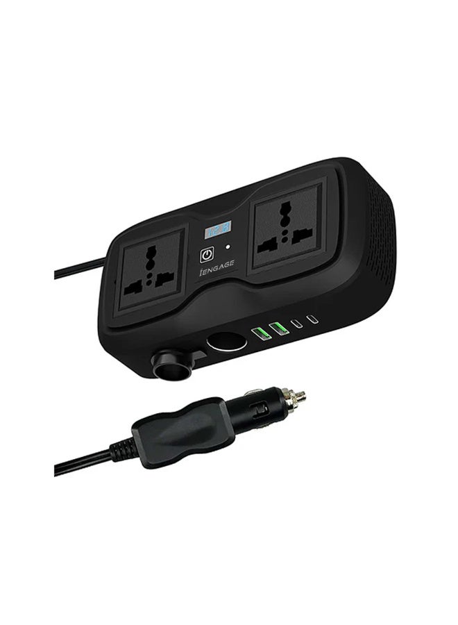 iEngage 200W Car Inverter with Dual AC Socket & USB-C/USB-A Ports - Image 3