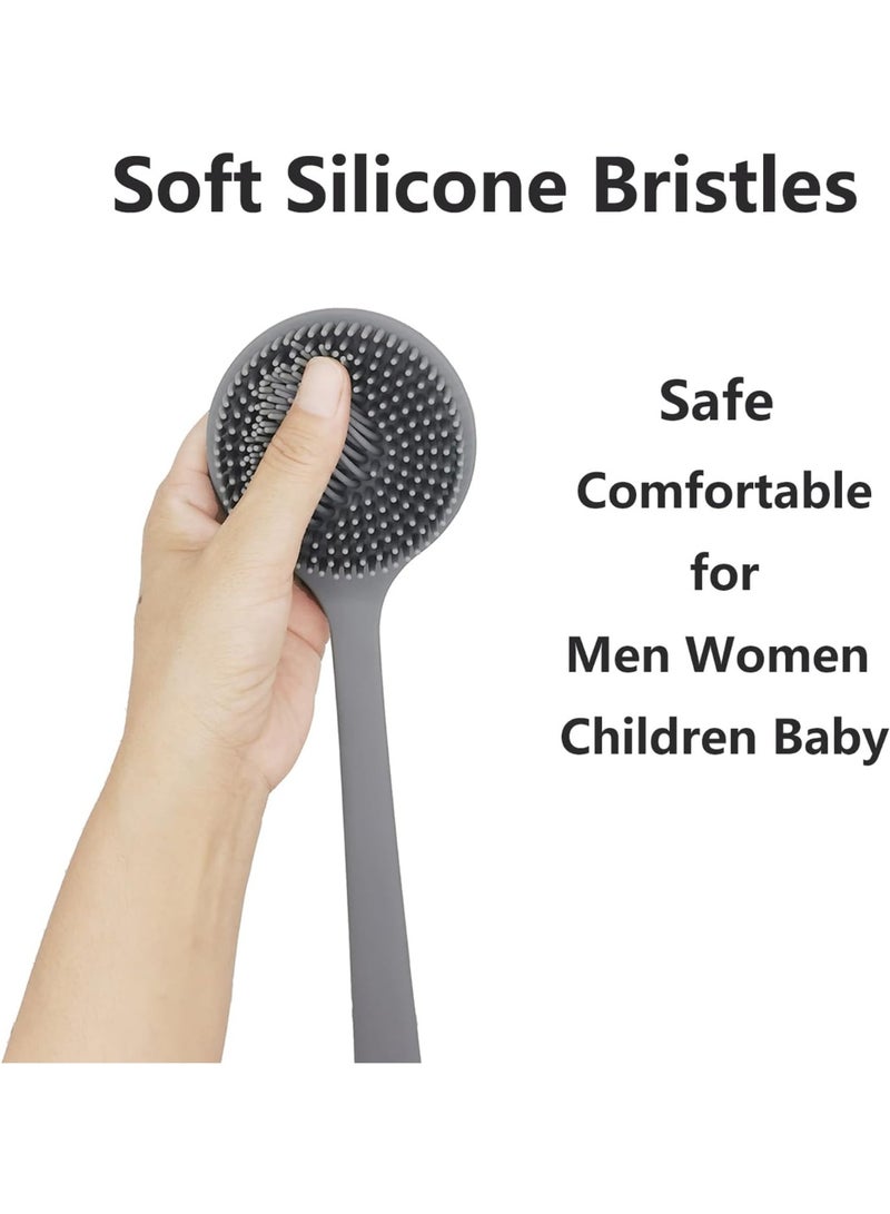 Silicone Body Scrubber, Long Handle Back Scrubber for Shower, Silicone Body Brush Shower Scrubber for Body, Shower Srush Back Brush Body Exfoliator,Grey. - Image 2