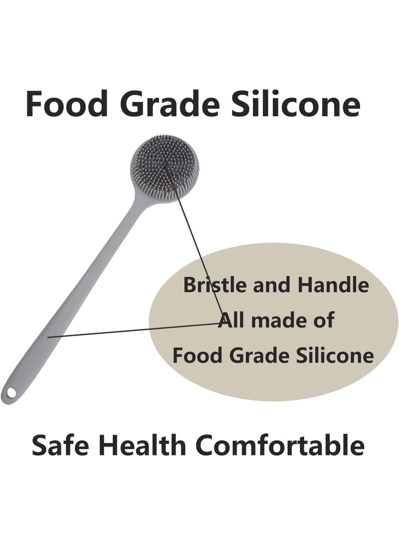 Silicone Body Scrubber, Long Handle Back Scrubber for Shower, Silicone Body Brush Shower Scrubber for Body, Shower Srush Back Brush Body Exfoliator,Grey. - Image 4