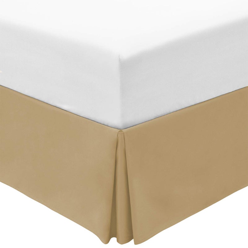 Mellanni Twin Bed Skirt - Bed Frame and Box Spring cover - 15-Inch Tailored Drop Pleated Dust Ruffle - Hotel Luxury Bedding - Easy Fit  Wrinkle  Fade  Stain Resistant - 1 Bedskirt (Twin  Beige) - Image 3