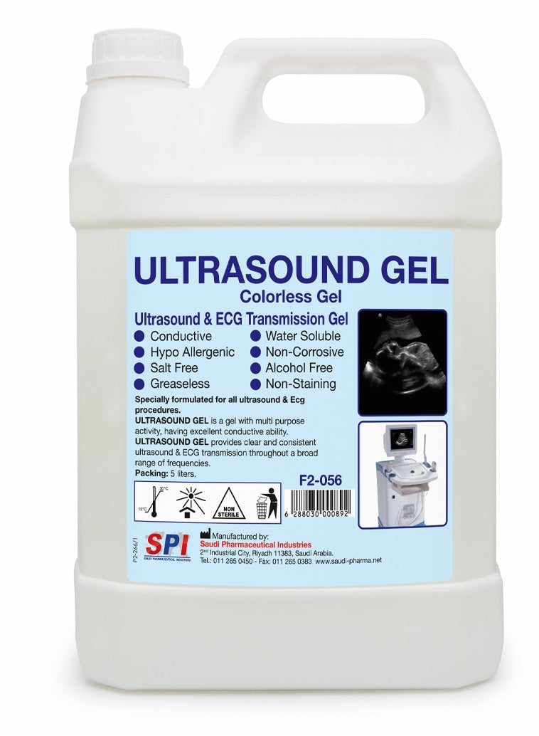 SPI Acoustic Wave Gel Bacteriostatic for Ultrasound and Doppler Machines and Monitors Gallon 5L (Colorless) - Image 1