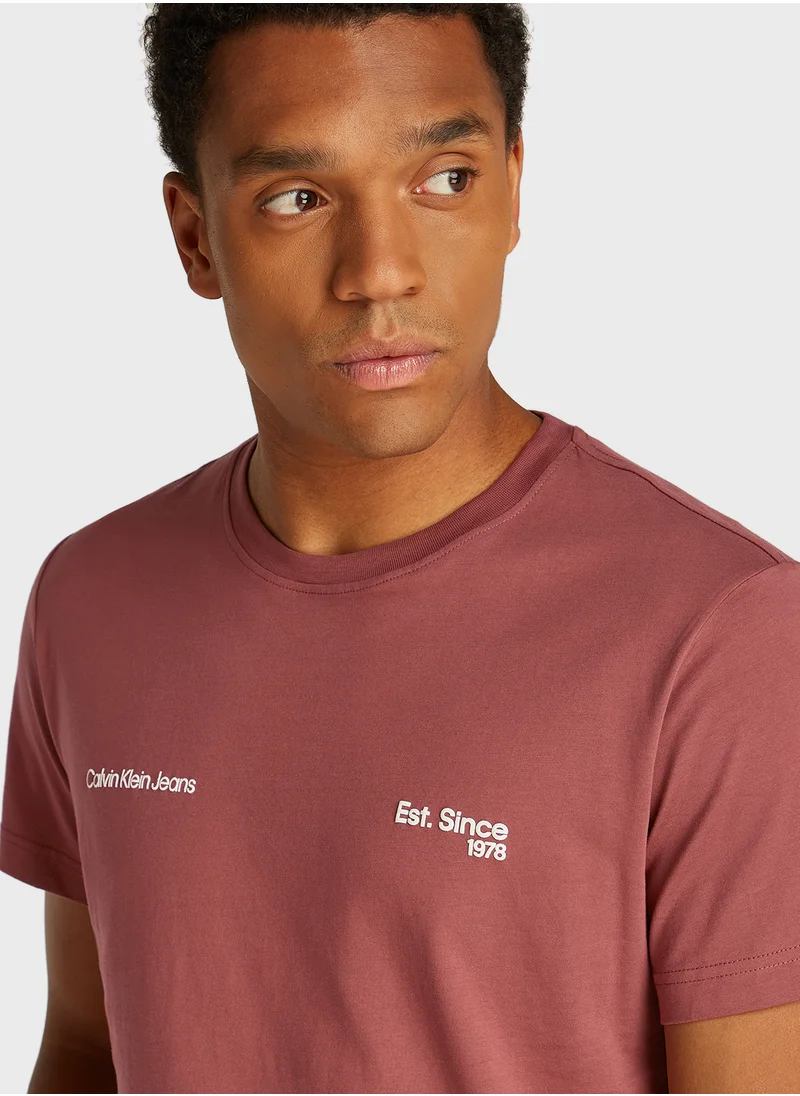 كالفن كلاين جينز Logo Print Crew Neck T-Shirt