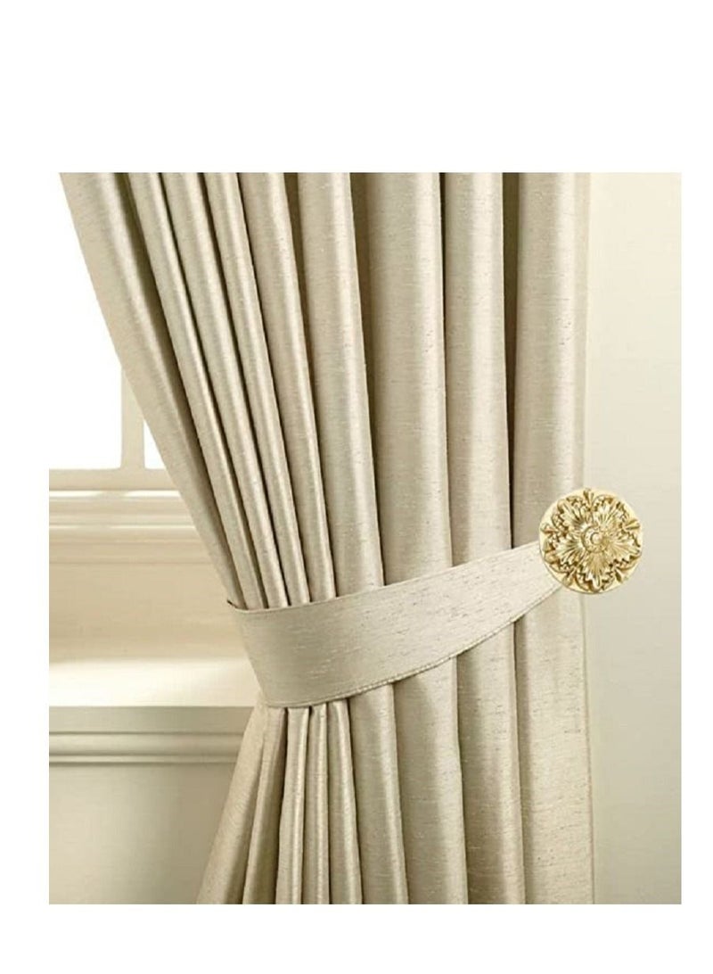 IDT 1 Pair Curtain Holdbacks Window Tie Backs Holders For Bedroom Wall Office Decor Home Sheer Blackout Drapes Blind Curtains Decorations Accessories Buckle Hooks Light Golden Colour - Image 1