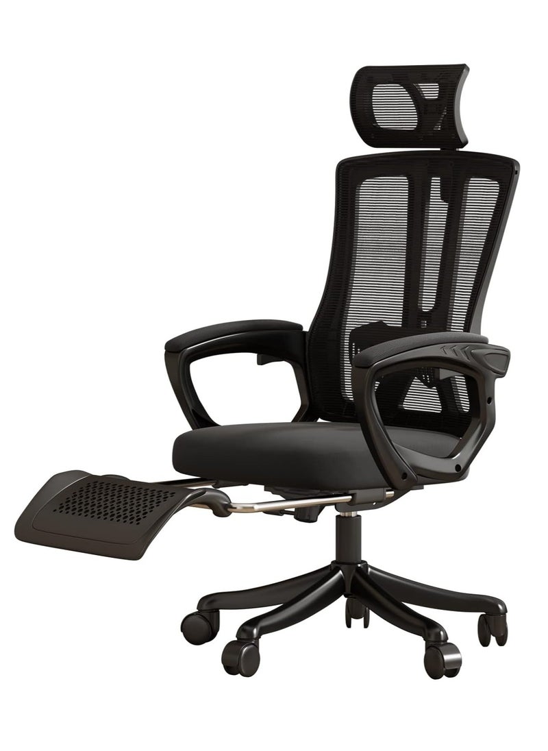 Arabest Gaming Chair Ergonomic Office Chair, Reclining High Back Computer Desk Chair,  with Lumbar Support Pillow, Adjustable Headrest, Retractable Footrest (Black) - Image 1