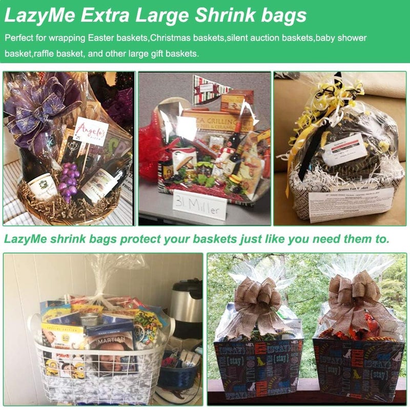 LazyMe Shrink Wrap Bags, Extra Large Jumbo Shrink Bags Cellophane Wrap for Gift Baskets, 35x44 Inch (5 pcs, XL) - Image 4