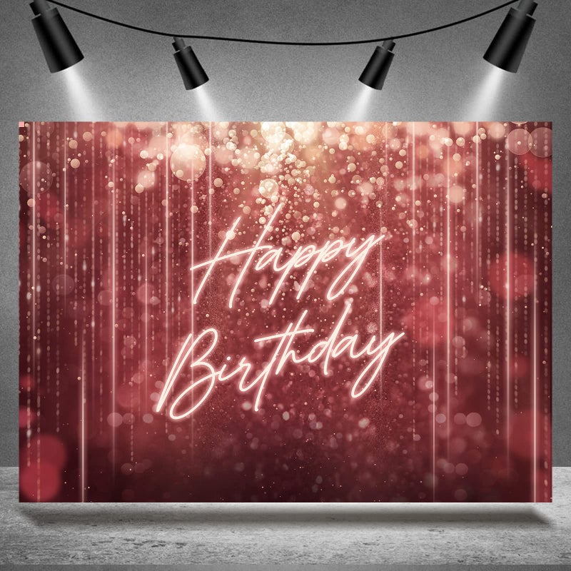 Rsuuinu Happy Birthday Backdrop for Women Bokeh Spots Rose Gold Burgundy Glitter Photo Background Women Girls 20th 30th 40th 50th 60th 70th Birthday Party Decorations Banner Photo Booth Props 7x5ft - Image 1