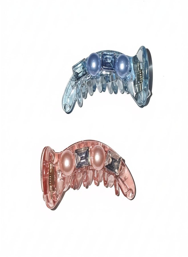 NPRC Embellished Pearl And Crystal Mini Hair Claw Clips - Set Of 2 - Image 1