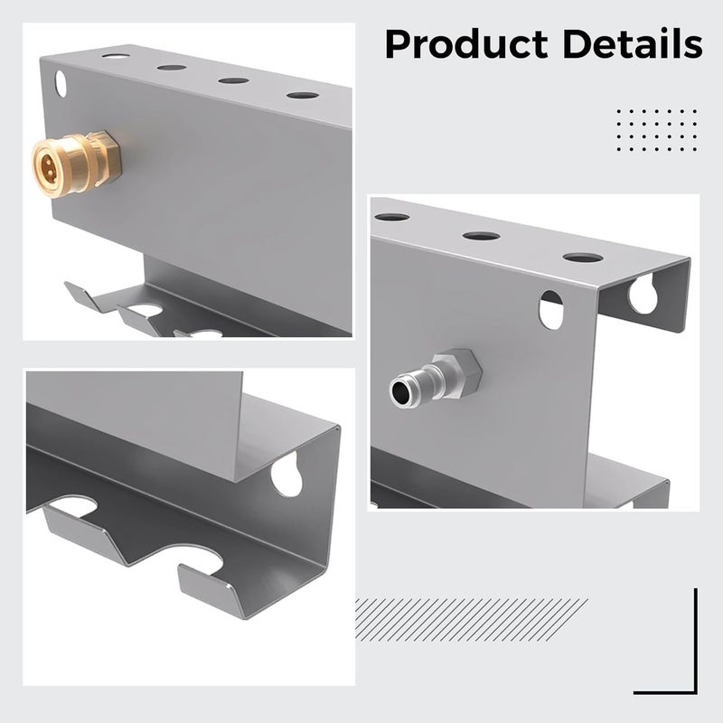 Pressure Washer Tool Storage Rack, Wall Mount Gun Holder, 7-Hole Nozzle & Foam Cannon Holder, Gray Metal 11.2 X 4.7 X 2 in - Image 4