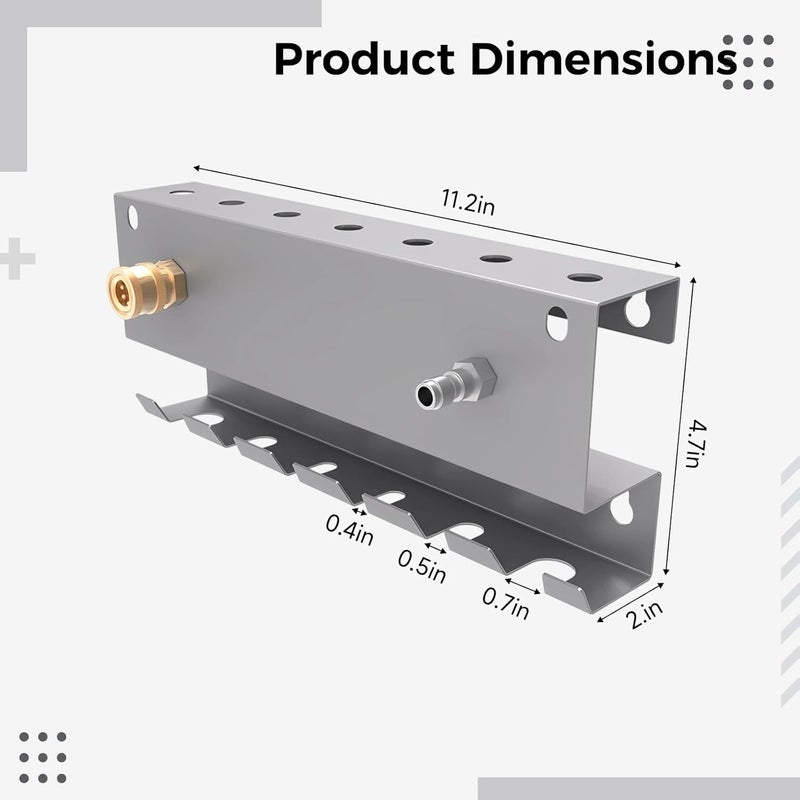 Pressure Washer Tool Storage Rack, Wall Mount Gun Holder, 7-Hole Nozzle & Foam Cannon Holder, Gray Metal 11.2 X 4.7 X 2 in - Image 5