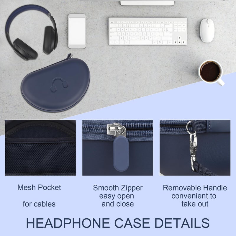 stukcaze Hard Headphone Case for Beats Solo 4, Studio Pro, Solo 3, Studio 3, Solo 2,Over Ear Headphone Carrying Case with Storage Cable Bag Strap for Travel (Blue) - Image 5