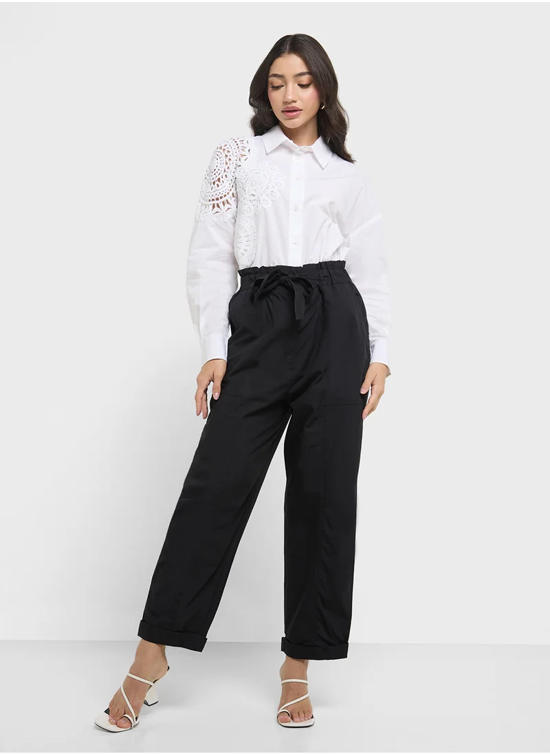 فرنش كونكشن Cotton Paper Bag Trouser