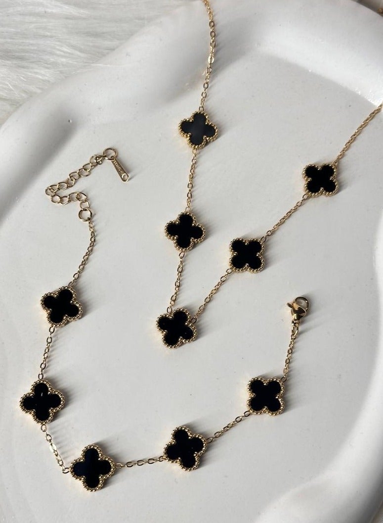 Maya accessories set of( bracelet and necklace ) stainless steel (BLACK) 