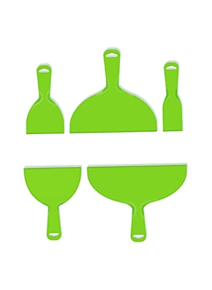 PROMASS 5 Pieces Plastic Putty Knives, Utility Filling Knife Set, Flexible Paint Scrapers Tool for Spackling, Patching, Decals, Wallpaper, Baking, Wall, Car Putty and Painting,Green, (2/4/6/8/10 Inch) - Image 1