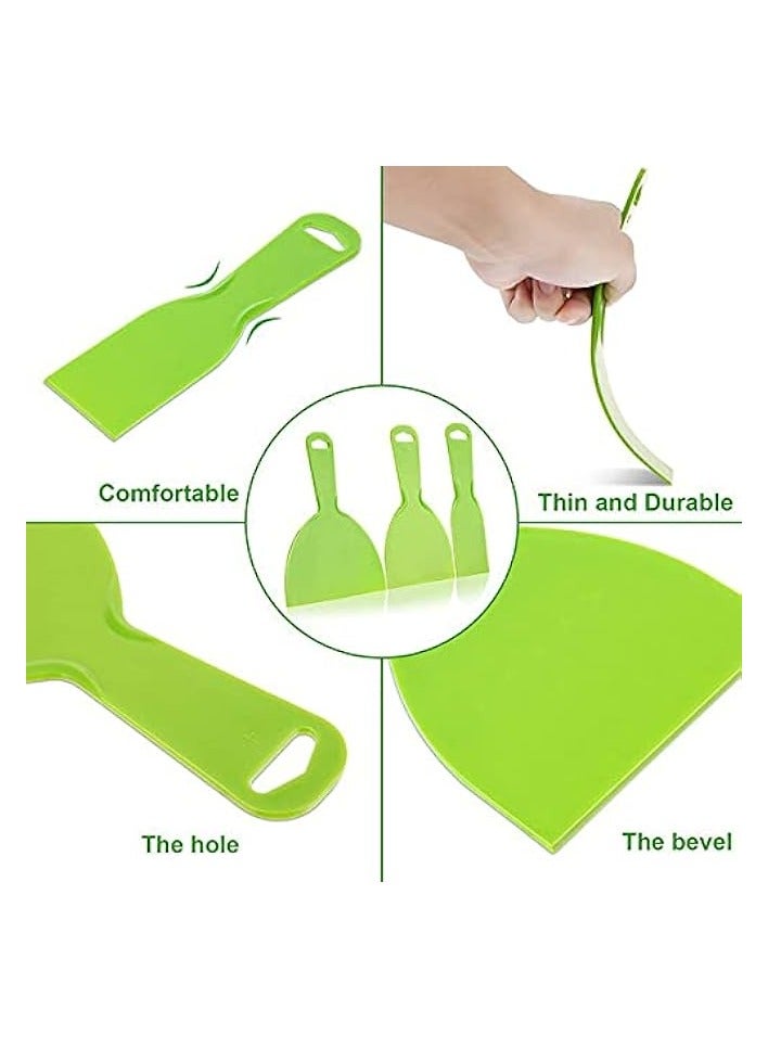 PROMASS 5 Pieces Plastic Putty Knives, Utility Filling Knife Set, Flexible Paint Scrapers Tool for Spackling, Patching, Decals, Wallpaper, Baking, Wall, Car Putty and Painting,Green, (2/4/6/8/10 Inch) - Image 4