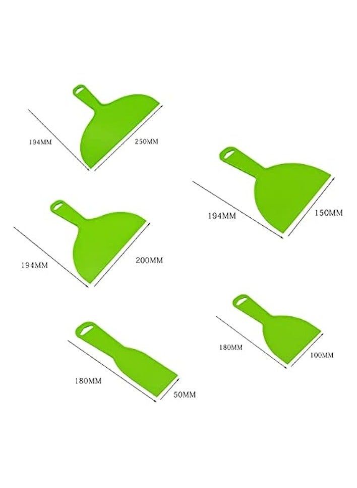 PROMASS 5 Pieces Plastic Putty Knives, Utility Filling Knife Set, Flexible Paint Scrapers Tool for Spackling, Patching, Decals, Wallpaper, Baking, Wall, Car Putty and Painting,Green, (2/4/6/8/10 Inch) - Image 5