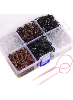 Funtopia Mini Hair Ties 2500Pcs Soft Hair Rubber Bands and Elastics for Girls Women with Organizer Box Black Clear Brown Dark Brown