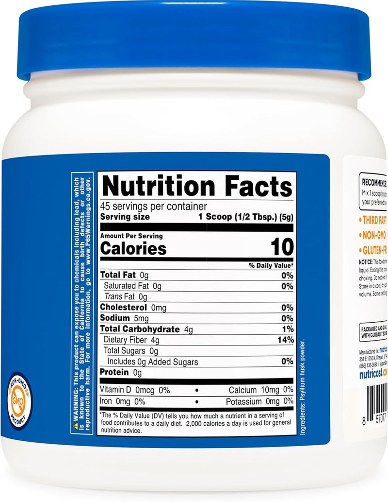 Nutricost Psyllium Whole Husk Powder Flakes 81oz  Gluten Free  NonGMO - Image 5